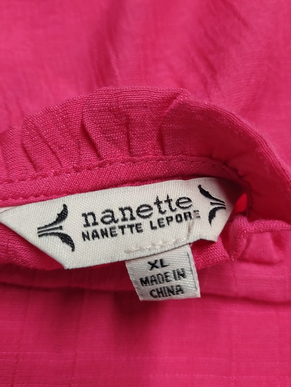 Nanette Lepore Pink Sleeveless Smocked Blouse Size XL Ruffle Shoulder KeyholeNWT - Picture 6 of 7